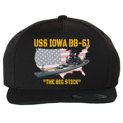 World War II Warship USS Iowa & WW2 BB61 Battleship Veteran Wool Snapback Cap