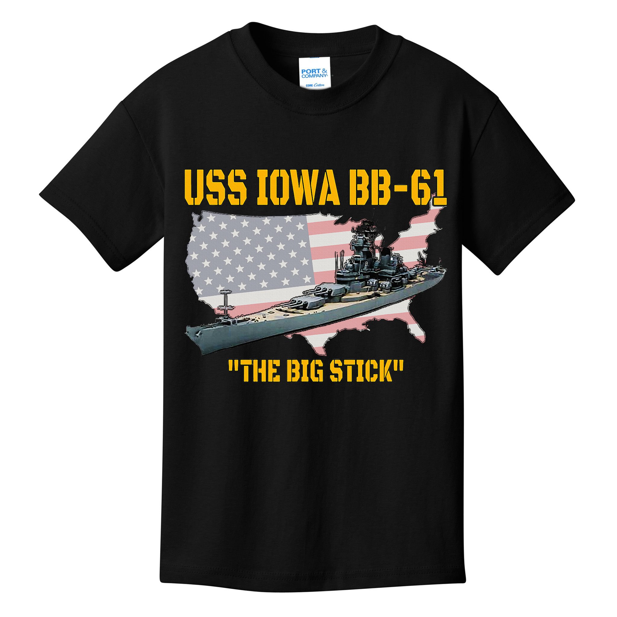 World War II Warship USS Iowa & WW2 BB61 Battleship Veteran Kids T-Shirt