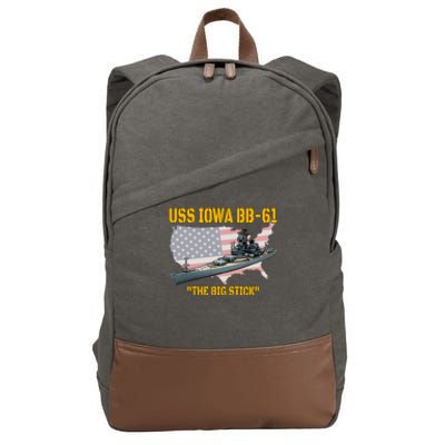 World War II Warship USS Iowa & WW2 BB61 Battleship Veteran Cotton Canvas Backpack