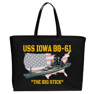 World War II Warship USS Iowa & WW2 BB61 Battleship Veteran Cotton Canvas Jumbo Tote