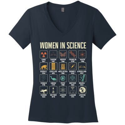 Womens Women In Science Design For History Of Science Lover Women's V-Neck T-Shirt