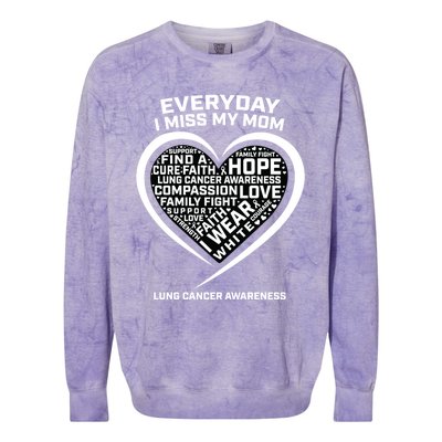 Wear White In Memory Of I Miss My Mom Lung Cancer Awareness Funny Gift Colorblast Crewneck Sweatshirt