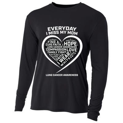 Wear White In Memory Of I Miss My Mom Lung Cancer Awareness Funny Gift Cooling Performance Long Sleeve Crew
