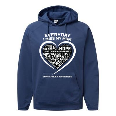 Wear White In Memory Of I Miss My Mom Lung Cancer Awareness Funny Gift Performance Fleece Hoodie