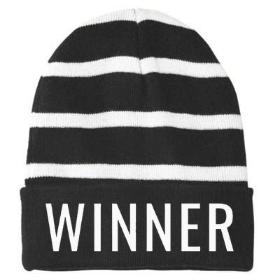 Winner Striped Beanie with Solid Band