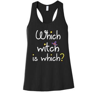 Which Witch Is Which Funny Halloween Wordplay Grammar Fun Women's Racerback Tank