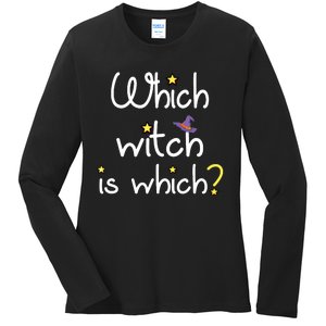 Which Witch Is Which Funny Halloween Wordplay Grammar Fun Ladies Long Sleeve Shirt