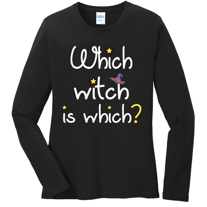 Which Witch Is Which Funny Halloween Wordplay Grammar Fun Ladies Long Sleeve Shirt