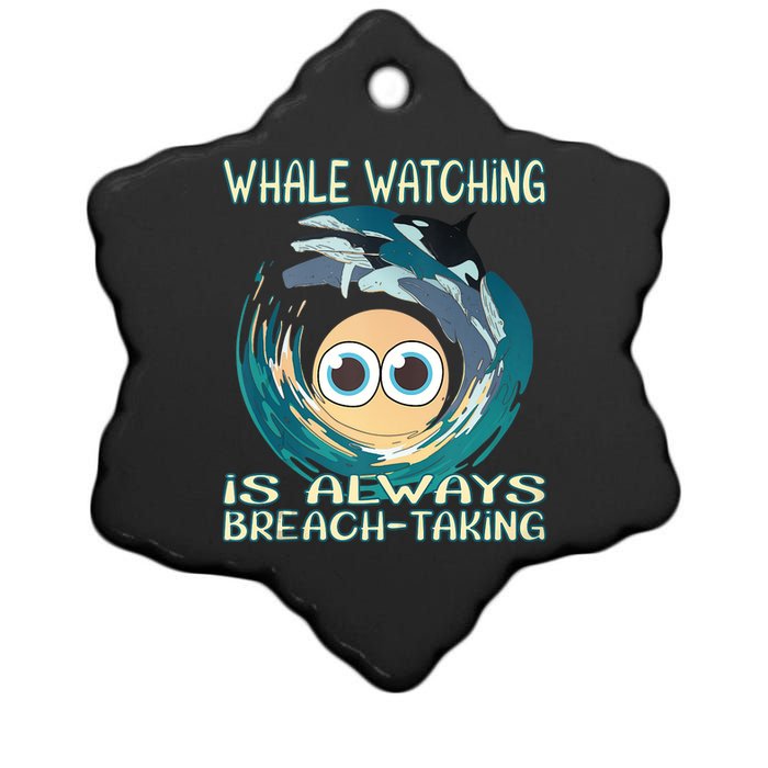 Whale Watching Is Always Breach Taking Ceramic Star Ornament