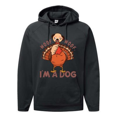 Woof Woof… I`m A Dog Turkey Thanks Giving Funny Thanksgiving Performance Fleece Hoodie