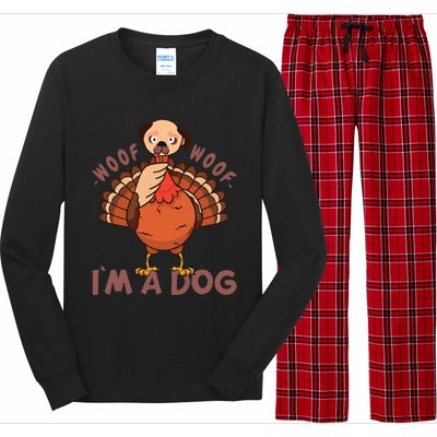 Woof Woof… I`m A Dog Turkey Thanks Giving Funny Thanksgiving Long Sleeve Pajama Set