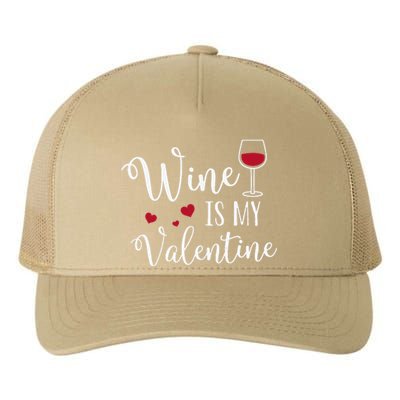 Womens Wine Is My Valentine Cute Funny Valentine's Day Yupoong Adult 5-Panel Trucker Hat