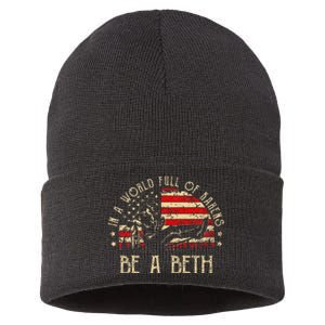 Wo Wo In A World Full Of Karens Be A Beth Usa Flag Sustainable Knit Beanie