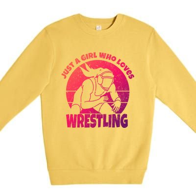 Wrestling Wrestler I Just A Who Loves Wrestling Gift Premium Crewneck Sweatshirt