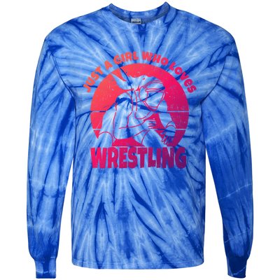 Wrestling Wrestler I Just A Who Loves Wrestling Gift Tie-Dye Long Sleeve Shirt