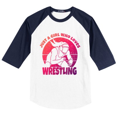 Wrestling Wrestler I Just A Who Loves Wrestling Gift Baseball Sleeve Shirt