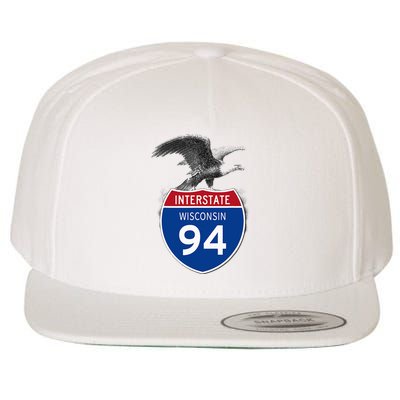 Wisconsin Wi I94 Highway Interstate Shield Travel Wool Snapback Cap