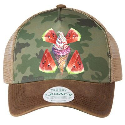 Watermelon With Ice Cream Art Legacy Tie Dye Trucker Hat