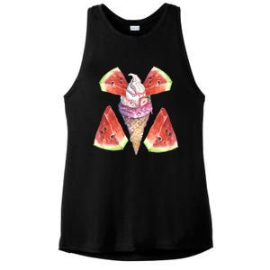 Watermelon With Ice Cream Art Ladies PosiCharge Tri-Blend Wicking Tank