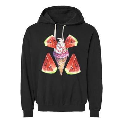 Watermelon With Ice Cream Art Garment-Dyed Fleece Hoodie