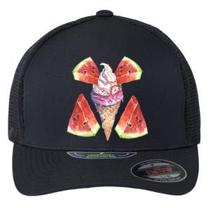 Watermelon With Ice Cream Art Flexfit Unipanel Trucker Cap