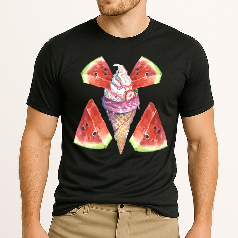 Watermelon With Ice Cream Art Performance Shirt