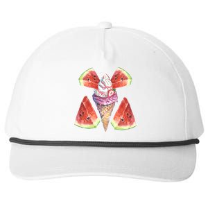 Watermelon With Ice Cream Art Snapback Five-Panel Rope Hat