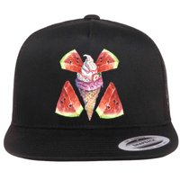 Watermelon With Ice Cream Art Flatbill Hat