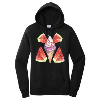 Watermelon With Ice Cream Art Women's Pullover Hoodie