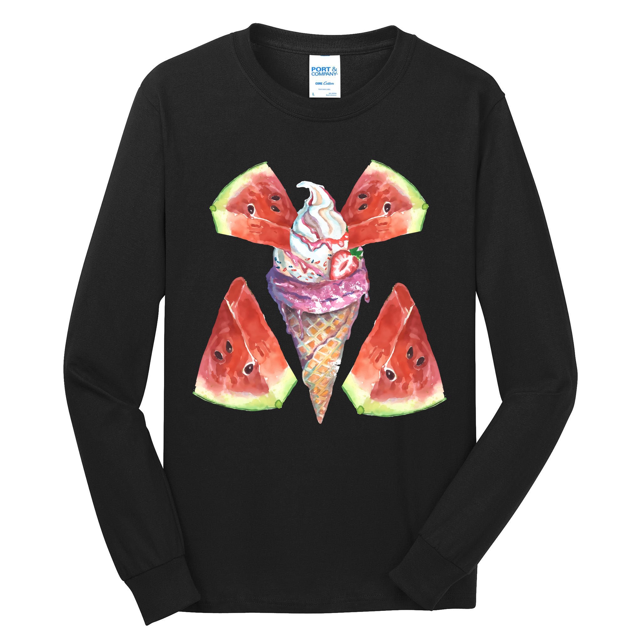 Watermelon With Ice Cream Art Tall Long Sleeve T-Shirt