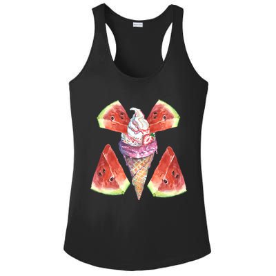 Watermelon With Ice Cream Art Ladies PosiCharge Competitor Racerback Tank