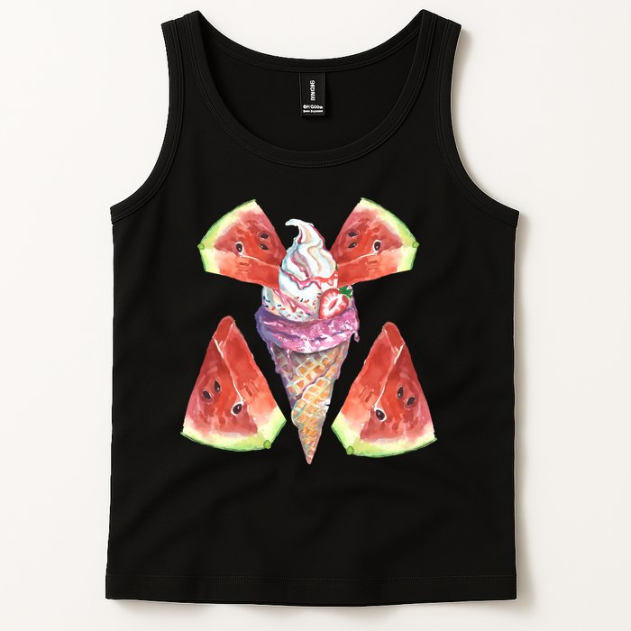 Watermelon With Ice Cream Art Tank Top