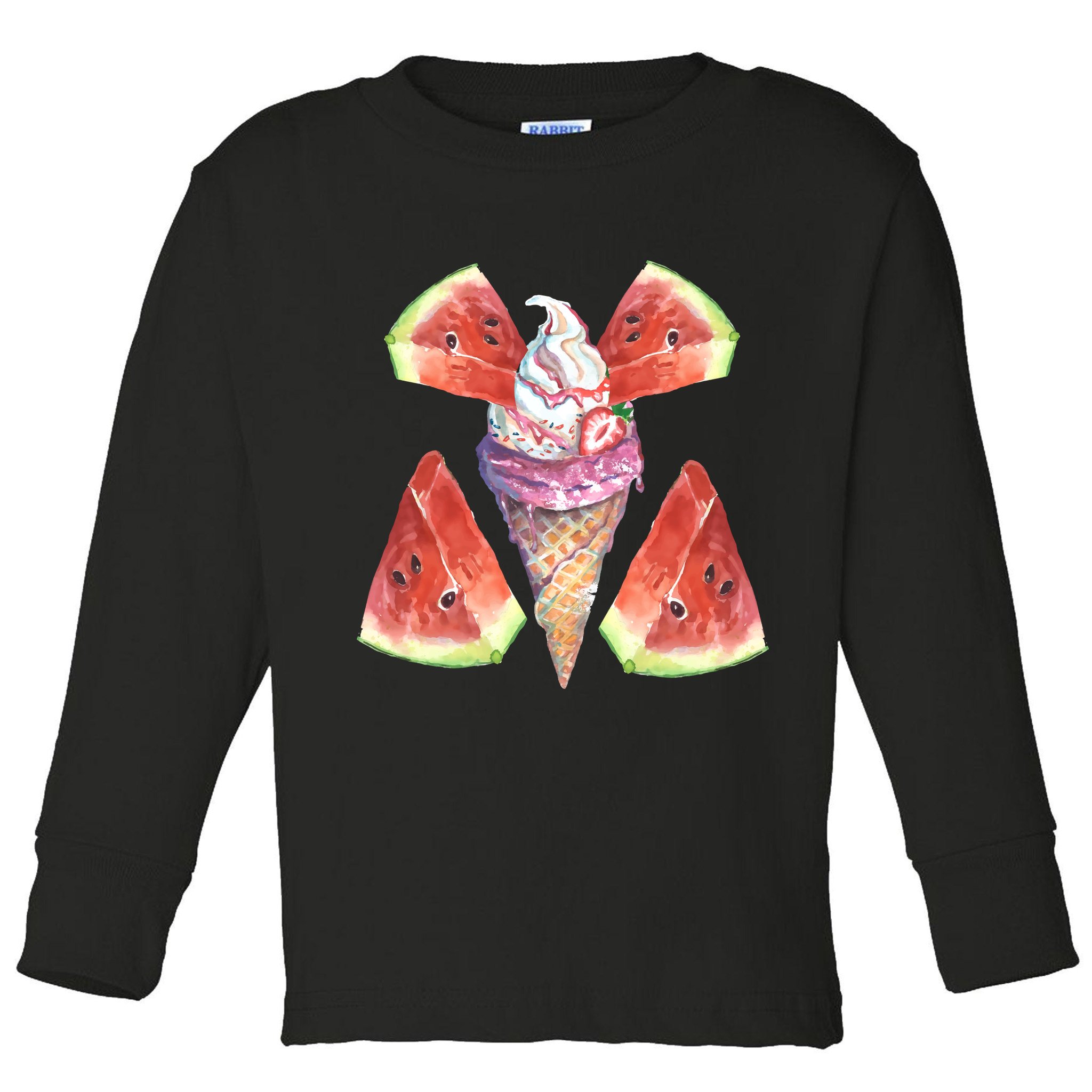 Watermelon With Ice Cream Art Toddler Long Sleeve Shirt