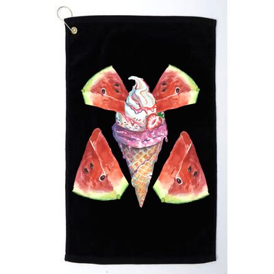 Watermelon With Ice Cream Art Golf Towel