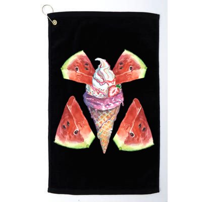 Watermelon With Ice Cream Art Platinum Collection Golf Towel