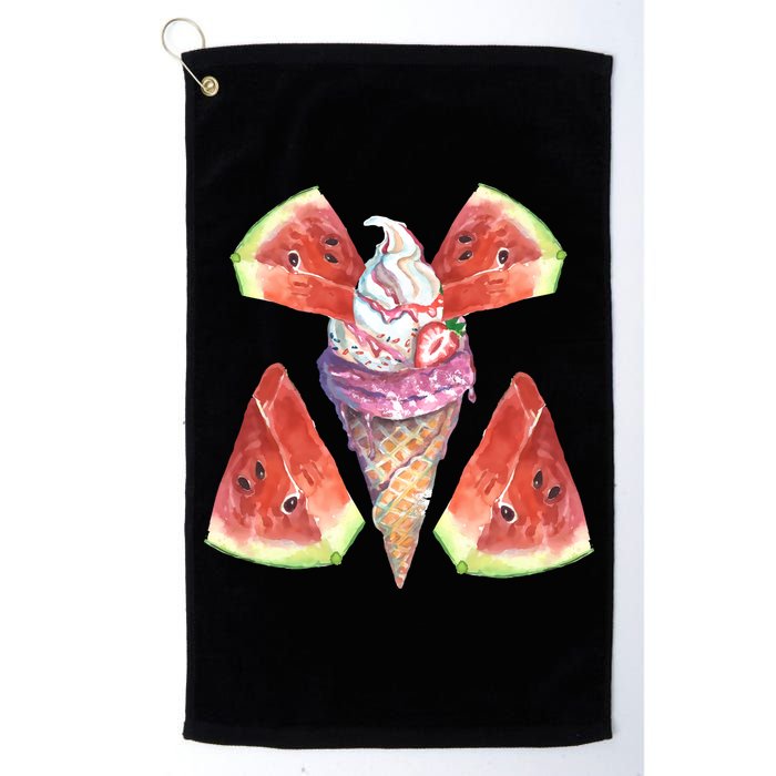 Watermelon With Ice Cream Art Golf Towel