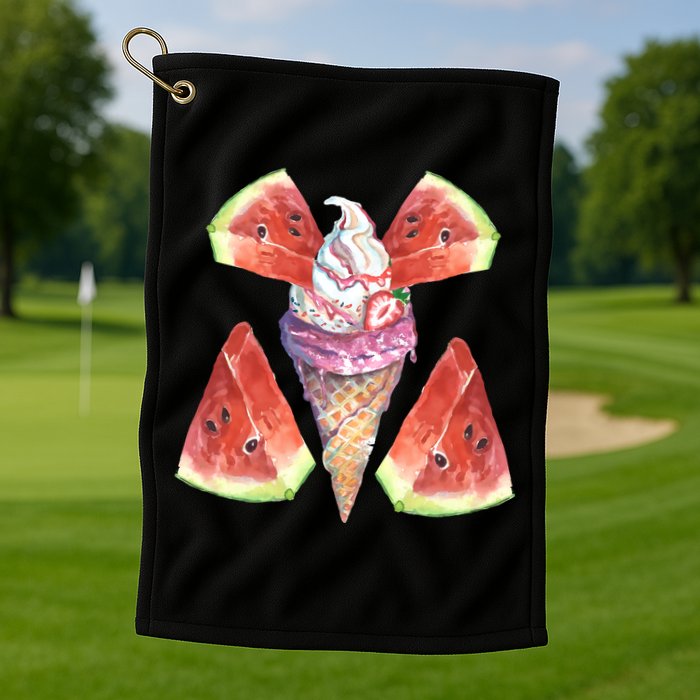 Watermelon With Ice Cream Art Golf Towel