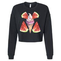 Watermelon With Ice Cream Art Cropped Pullover Crew