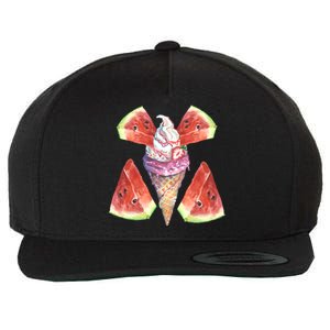 Watermelon With Ice Cream Art Wool Snapback Cap