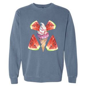 Watermelon With Ice Cream Art Garment-Dyed Sweatshirt