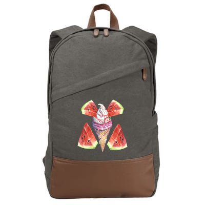 Watermelon With Ice Cream Art Cotton Canvas Backpack