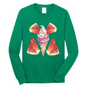 Watermelon With Ice Cream Art Long Sleeve Shirt