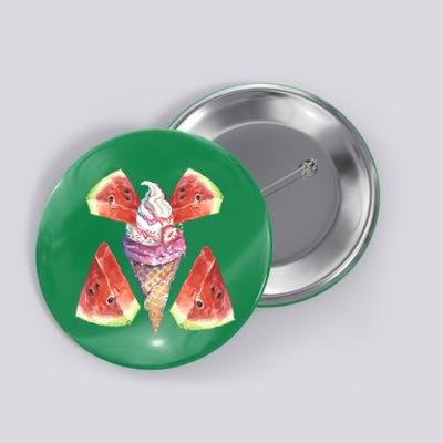 Watermelon With Ice Cream Art Button