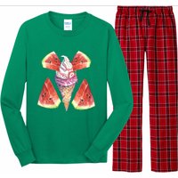 Watermelon With Ice Cream Art Long Sleeve Pajama Set