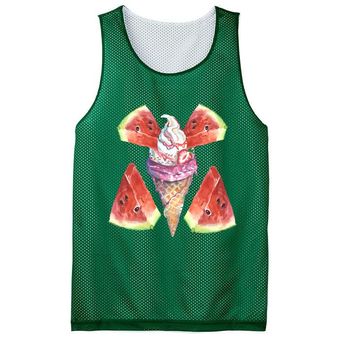 Watermelon With Ice Cream Art Mesh Reversible Basketball Jersey Tank