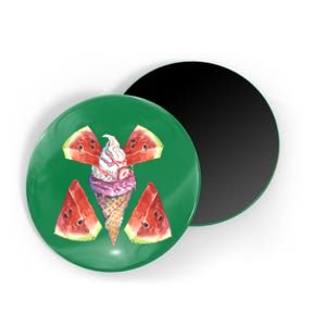 Watermelon With Ice Cream Art Magnet