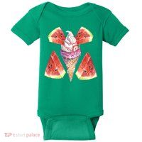 Watermelon With Ice Cream Art Baby Bodysuit