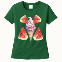 Watermelon With Ice Cream Art Womens T-Shirt