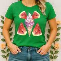 Watermelon With Ice Cream Art Womens T-Shirt