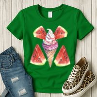 Watermelon With Ice Cream Art Womens T-Shirt
